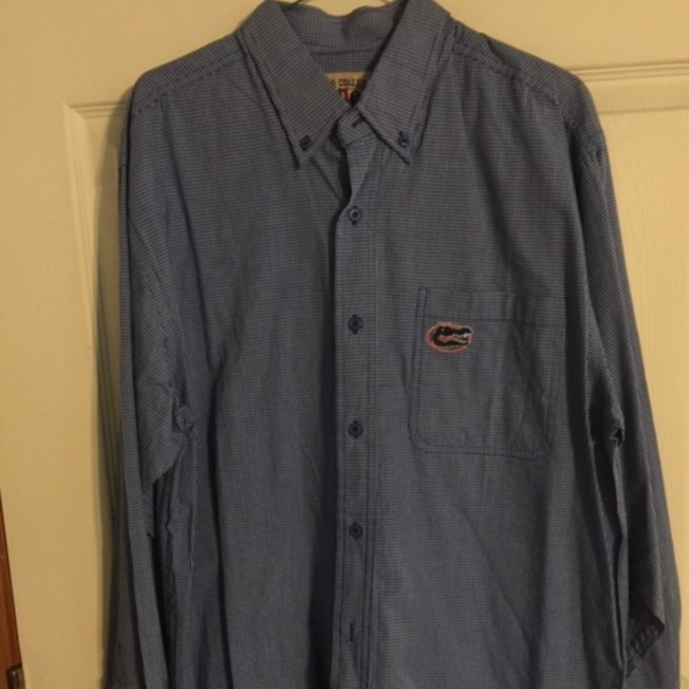 Joe College Fl. Gator L/S Button Up Shirt Men's Size M Blue